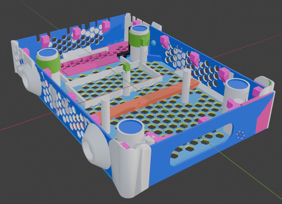 Render 3D de la carcasa del Mini PC, vista superior (versión 2)
